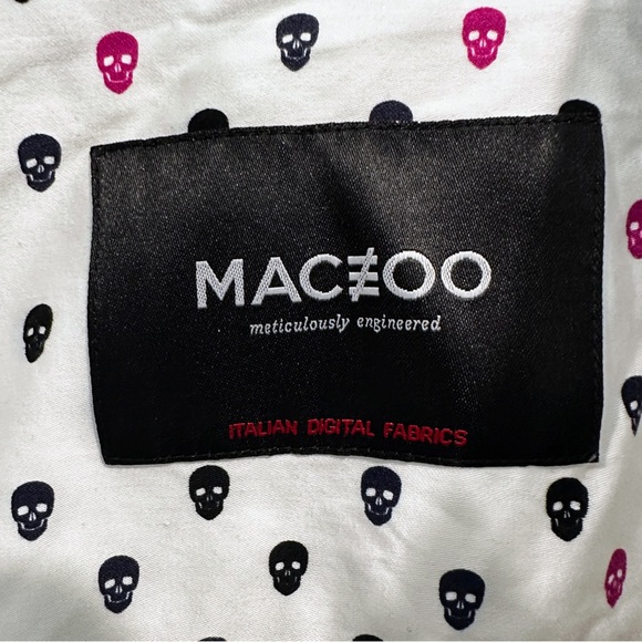 Maceoo Shirt Med White Italian Cotton Short Sleeve Galileo Skull Maczoo Purple - Picture 5 of 12